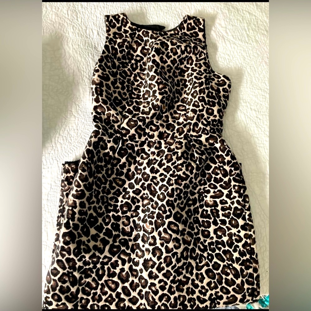 Anthropologie Leopard Print Midi Dress in Brown and Cream